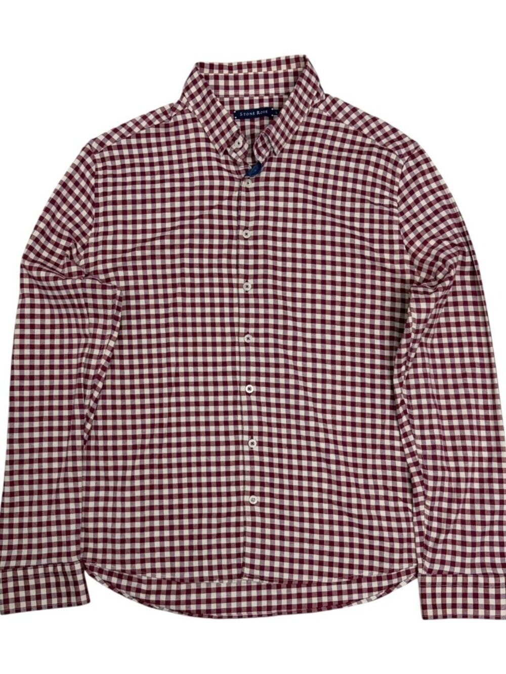STONE ROSE Plaid Check Shirt Business Casual Button-Up Luxury Designer Men Large